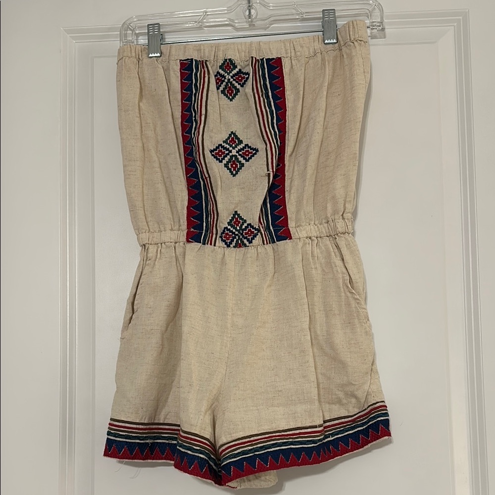 Embroidered Cream Romper